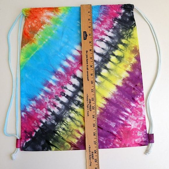 Tie Dye Drawstring Bag, Tie Dye Backpack, Rainbow Color Backpack Gym Bag - Picture 3 of 4